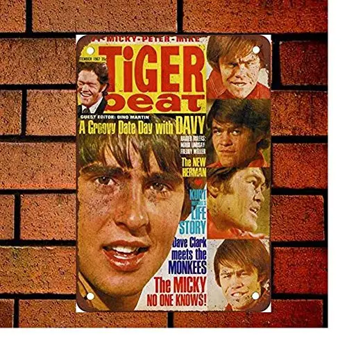

Металлический знак Monkees Tiger Beat, Настенный декор, 12x16 дюймов