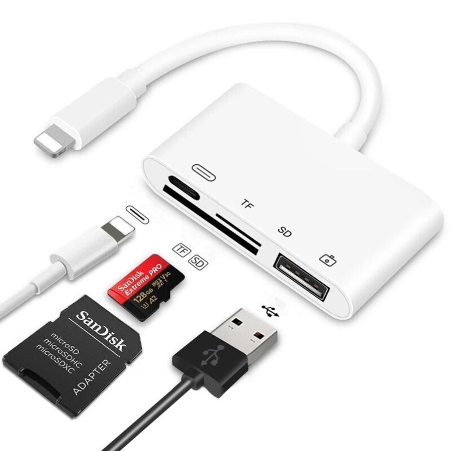 Для iPhone iPad SD кард-ридер Lightning/Флеш-накопитель USB с гнездовым Micro карта для камеры