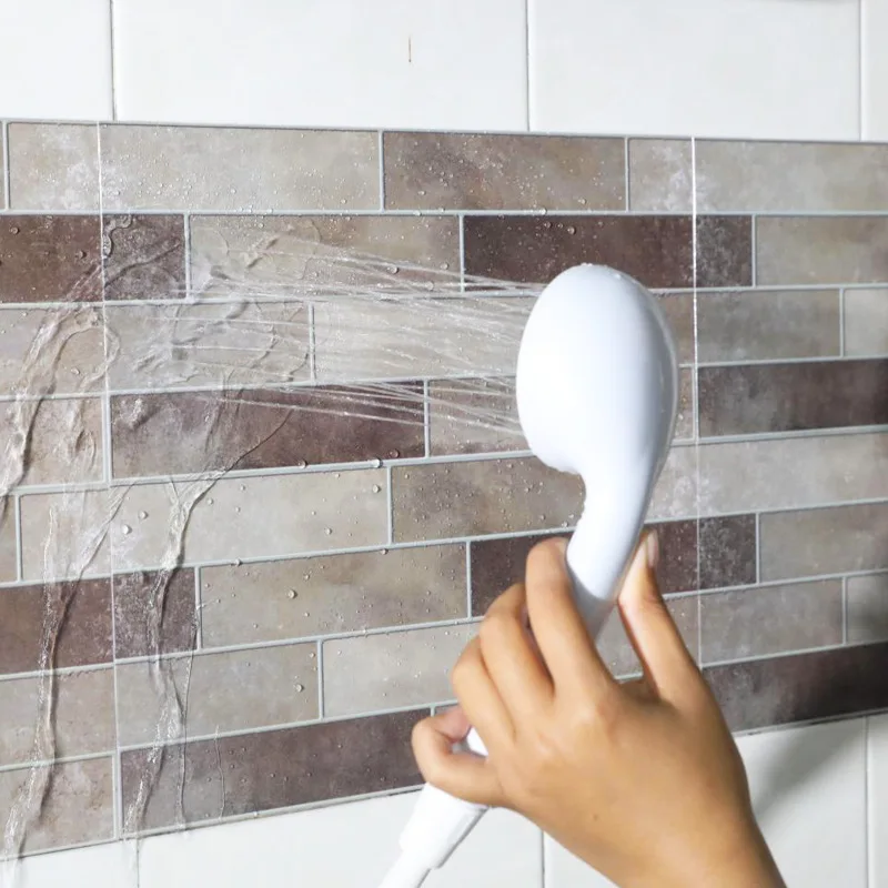 new arrival antique brick kitchen tile wall sticker water proof oil proof toilet self pasting home decor 10 pcslot free global shipping