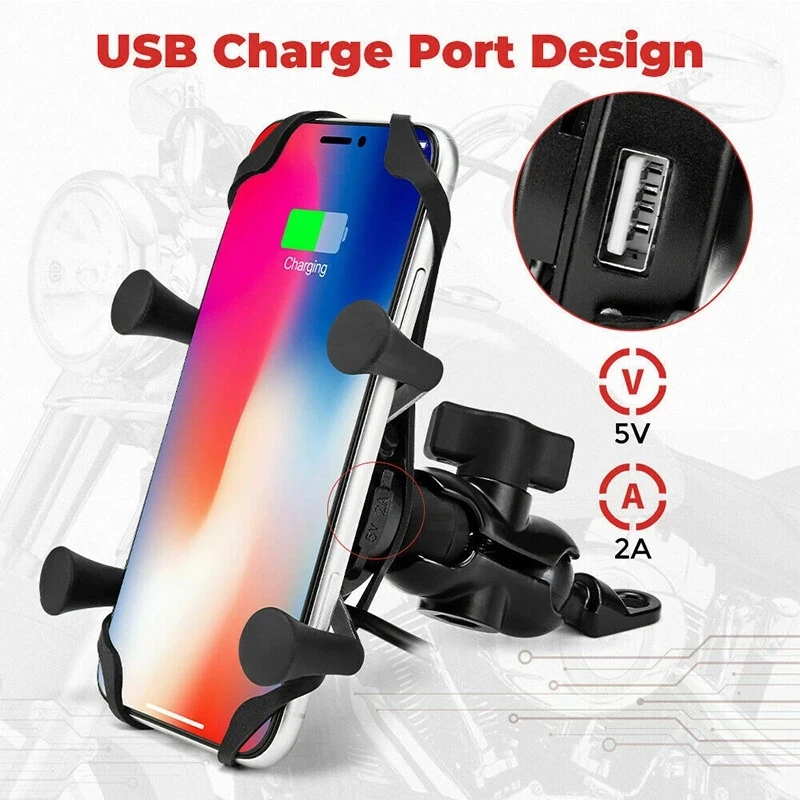 universal motorcycle bike cell phone mount holder wusb charger rearview mirror smartphone holder ball mount for ram accessories free global shipping