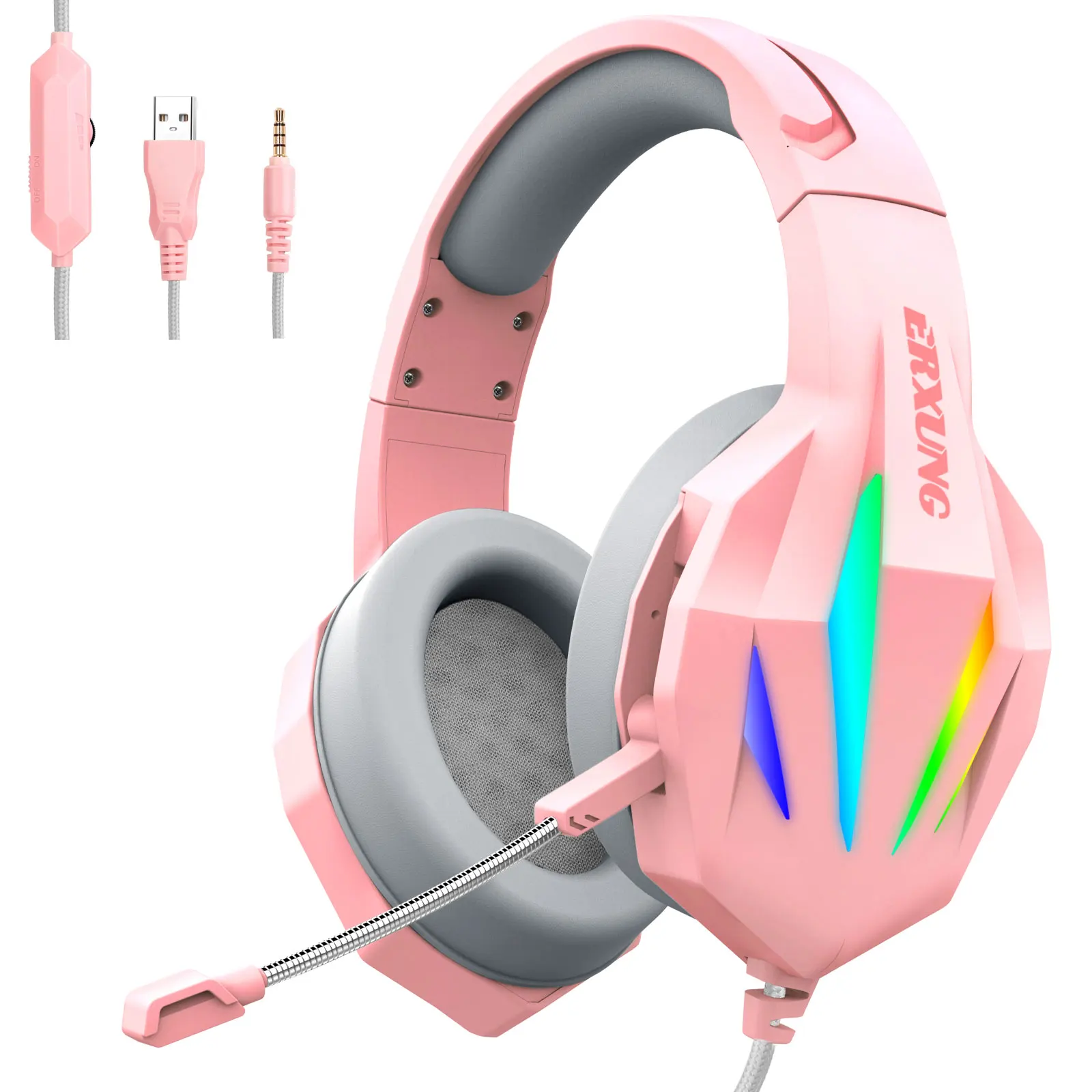 Игровая гарнитура Pink Girl с микрофоном стерео музыкальные наушники со