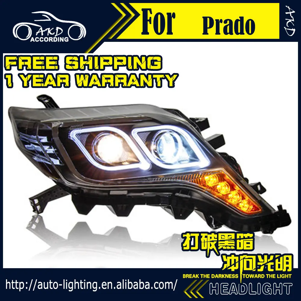 AKD автостайлинг фары для Toyota Prado LC150 2014 2016 светодиодный ные DRL D2H Hid Angel Eye сигнал Bi Xenon