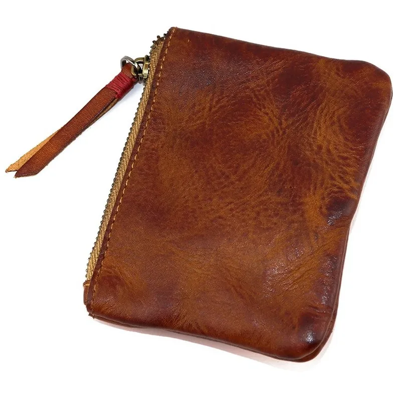 

Cow Genuine Leather Hand Made Vintage Wallets Multifunctional Zipper Storage Bags Card Holder Coin Purses 2021 Luxury Wallets