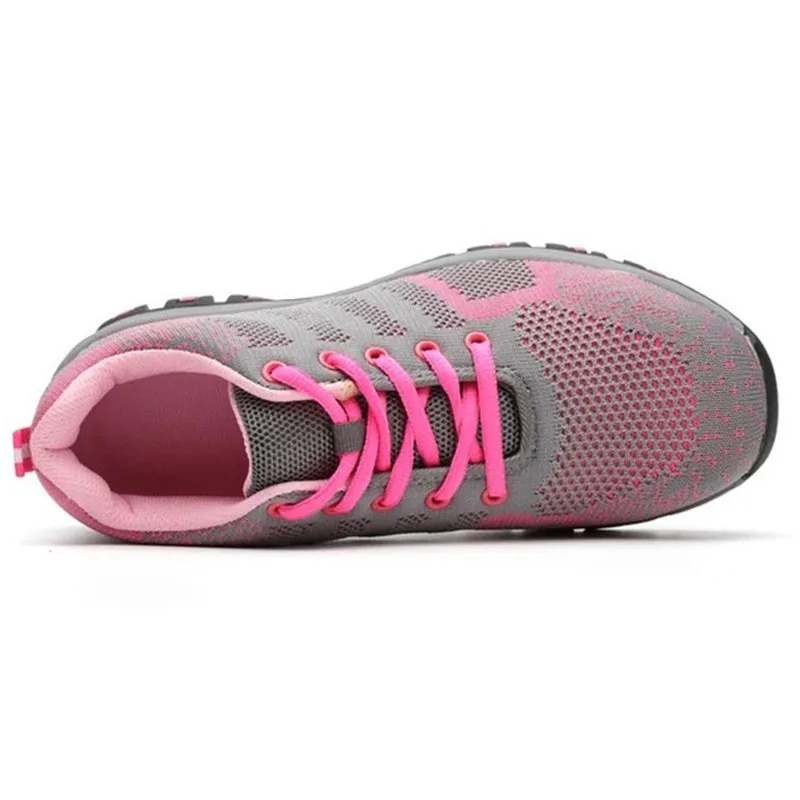 Женские защитные ботинки из плетеной ткани легкие дышащие рабочие со стальным