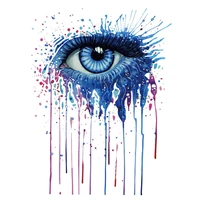 men women diy thermal transfer t shirt watercolor blue eyes iron on patch home iron on heat stamping hot tear stickers