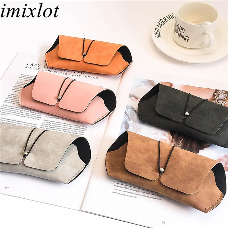 

Imixlot оригинальная простая портативная мягкая сумка, коробка для хранения, женская модная матовая кожаная сумка для очков, коробка для упако...