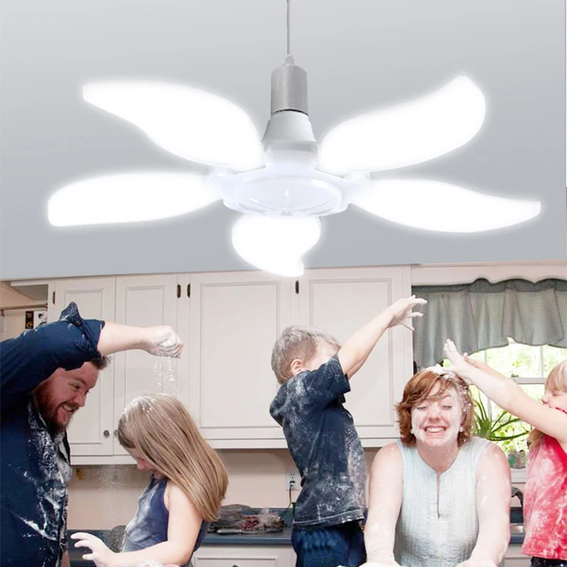 

LED Fixture Folding Industrial Lamp Deformable Workshop Ceiling Lighting Adjustable Head Flower Decorative Garage Lantern Supply