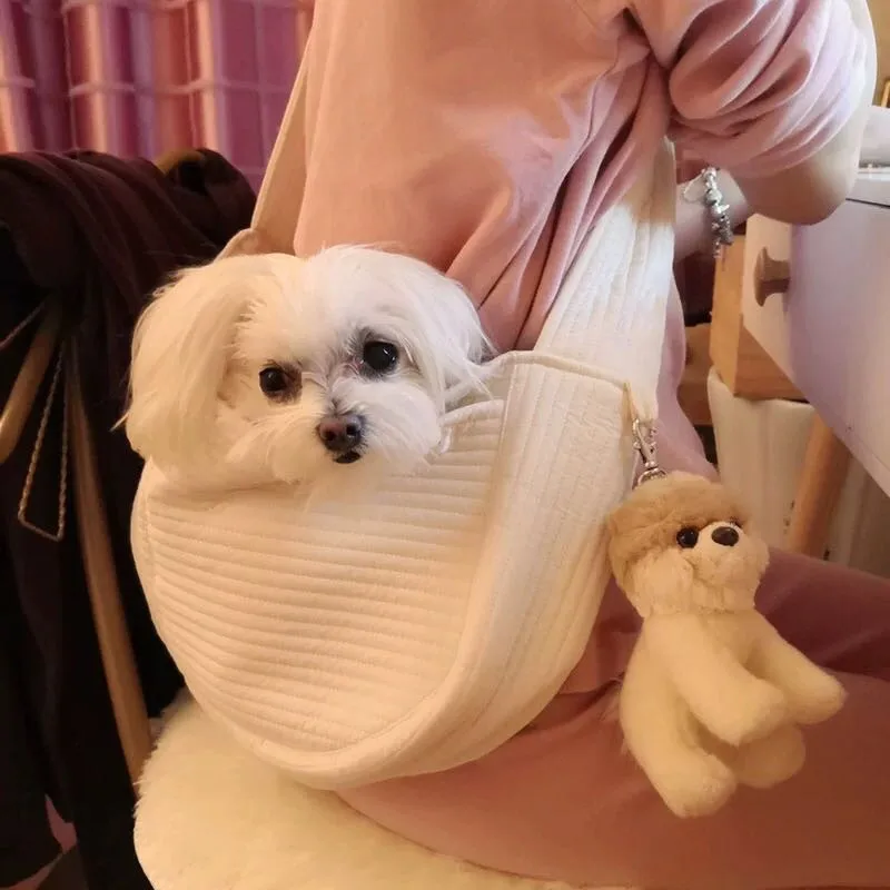 

The new pet dog carrier outdoor sling bag handmade canvas messenger bag carrier purse backpack suitable for small chihuahua dogs