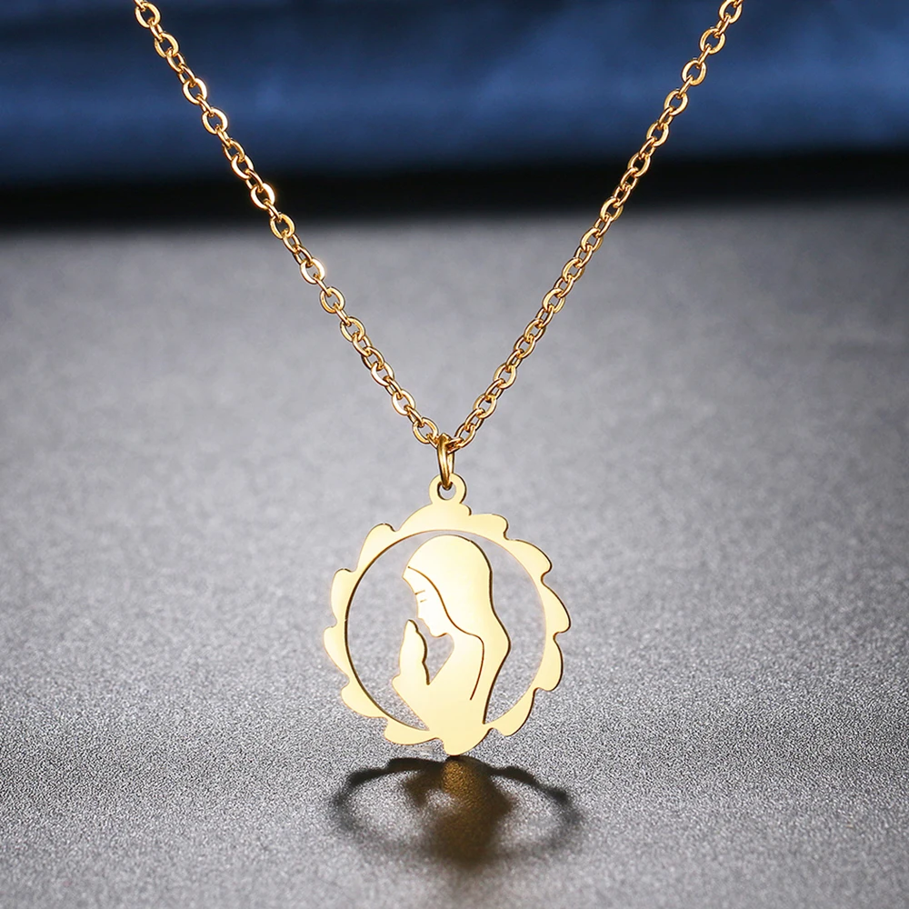 

Stainless Steel Necklaces Saint Amulet Pendants Chain Choker Jewellery Fashion Necklace For Women Jewelry Wedding Party Gifts