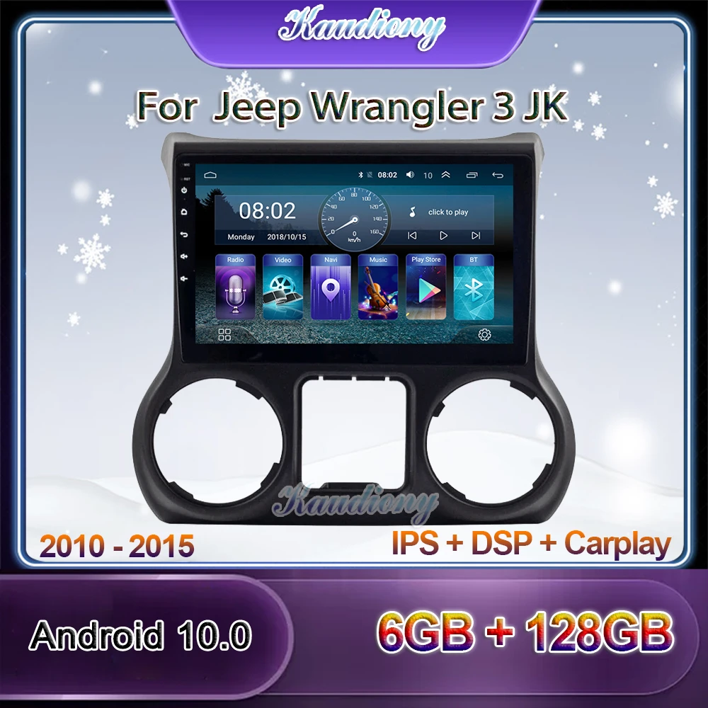 Автомагнитола Kaudiony 9 дюймов Android 10 0 для Jeep Wrangler 3 JK автомобильный Dvd мультимедийный