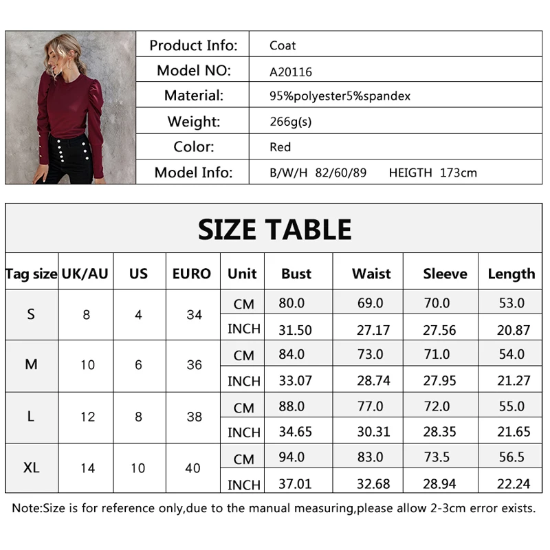 

Casual Women Chiffon Blouse Shirt Puff Sleeve Lady Office Elegant Tops 2020 Vintage Button Sleeve Solid Shirt Blusas Clothing