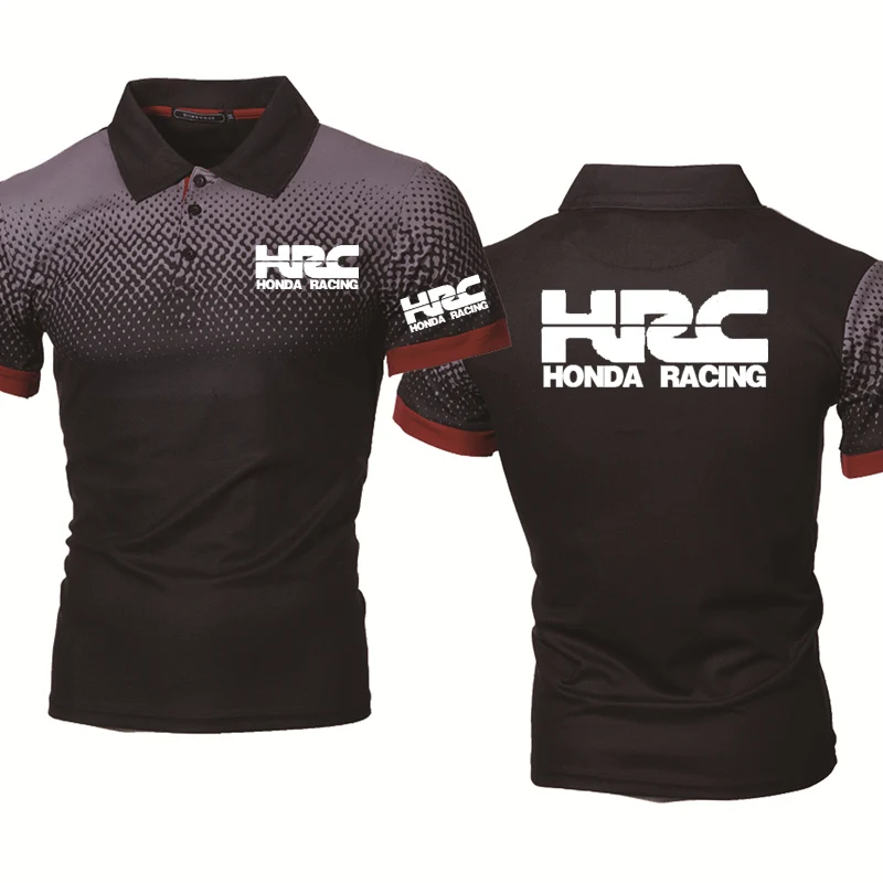 

New in Summer Men's POLO shirt HRC Car Logo Printed Fashion casual Gradient High Quality Cotton Men's short sleeve