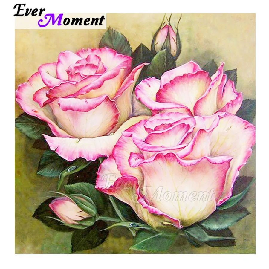 Алмазная живопись с изображением стразы картина из розовых и белых цветов