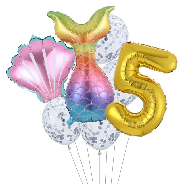7 шт./лот Русалка Вечерние шары 30 дюймов номер воздушные из фольги для дня