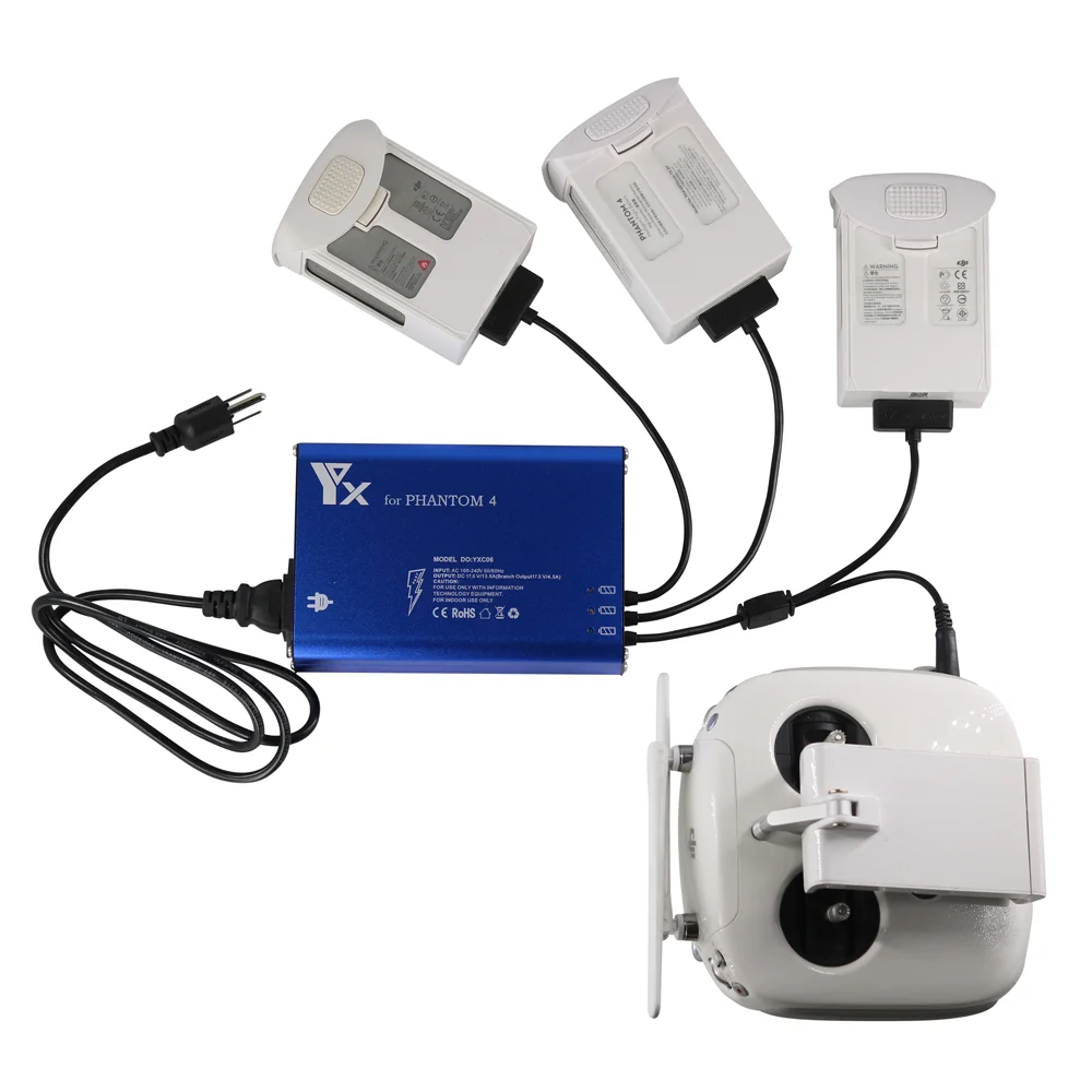 

4in1 for Phantom 4 Series Home Charger for DJI Phantom 4/4 PRO/4 Advanced Battery Control+2 USB Port Quick Parallel Charging Hub