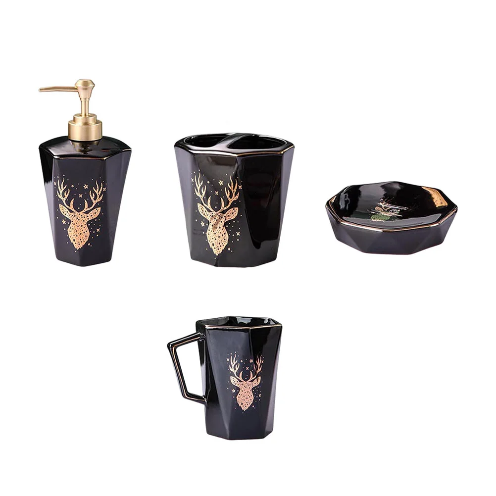 

1 набор туалетных принадлежностей, держатели для хранения в ванной комнате, бутылка для лосьона, керамическая санитарная посуда