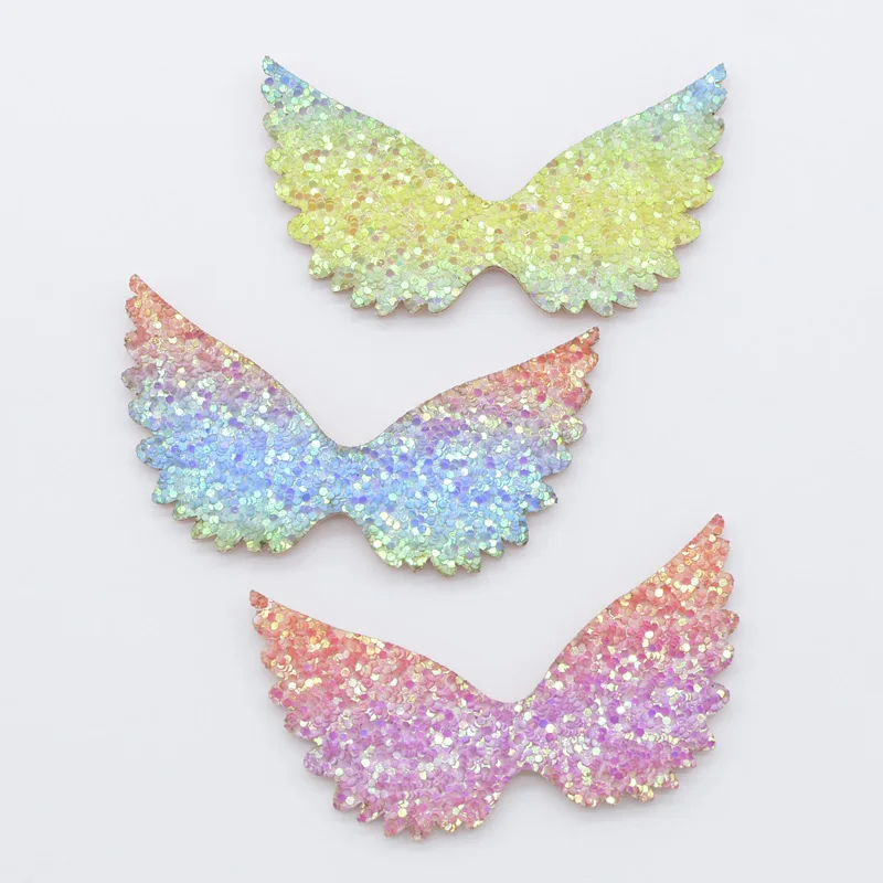 Iridescence 7 12 шт. в партии, 6 см на подкладке с блестками; наряд для Радужный ткань радужные патчи толстовка с капюшоном, надписью «Angel» и принтом «крылышки горный хрусталь аппликации для DIY аксессуары головных украшений Декор H98 - Цвет: Iridescence 7