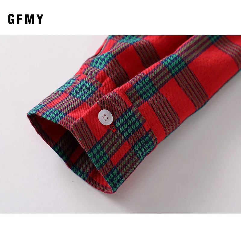 GFMY/2019 г. Зимняя модная бархатная рубашка в клетку с длинными рукавами из 100% хлопка