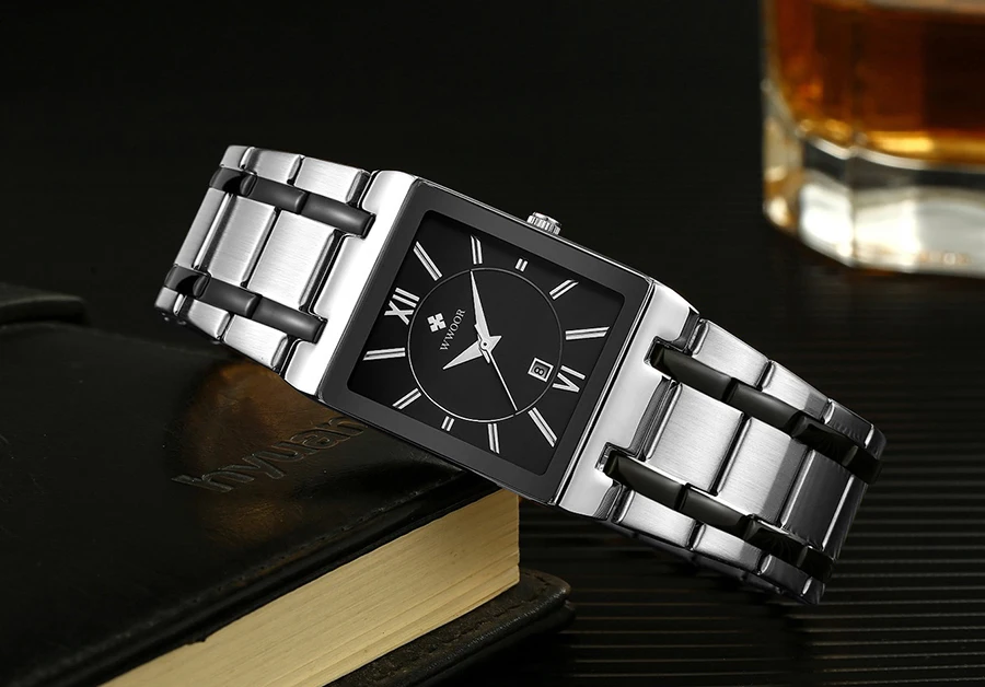 Relogio Masculino WWOOR Gold Black Watch Men Quartz Waterproof Wrist Watch For Men Fashion Square Casual Clock Male Dropshipping