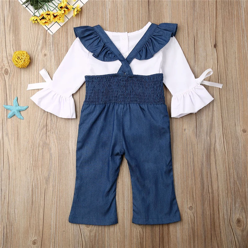 Комплект детской одежды из 2 предметов белая футболка с длинным рукавом и штаны