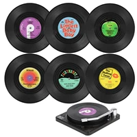 retro record coasters with holder anti slip vinyl disk coasters creative koffie mok cup onderzetters hittebestendig fashionable