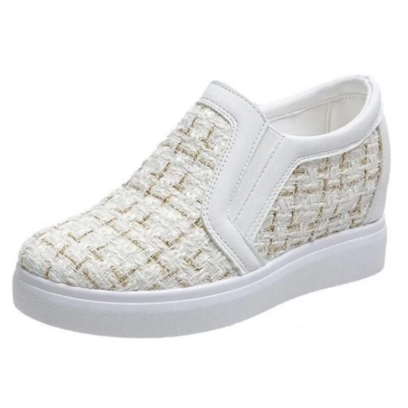 

COVOYYAR Casual Women's Shoes Spring Height Increasing Fashion Sneakers Platform Tennis Slip on Shoes White Black WSN443