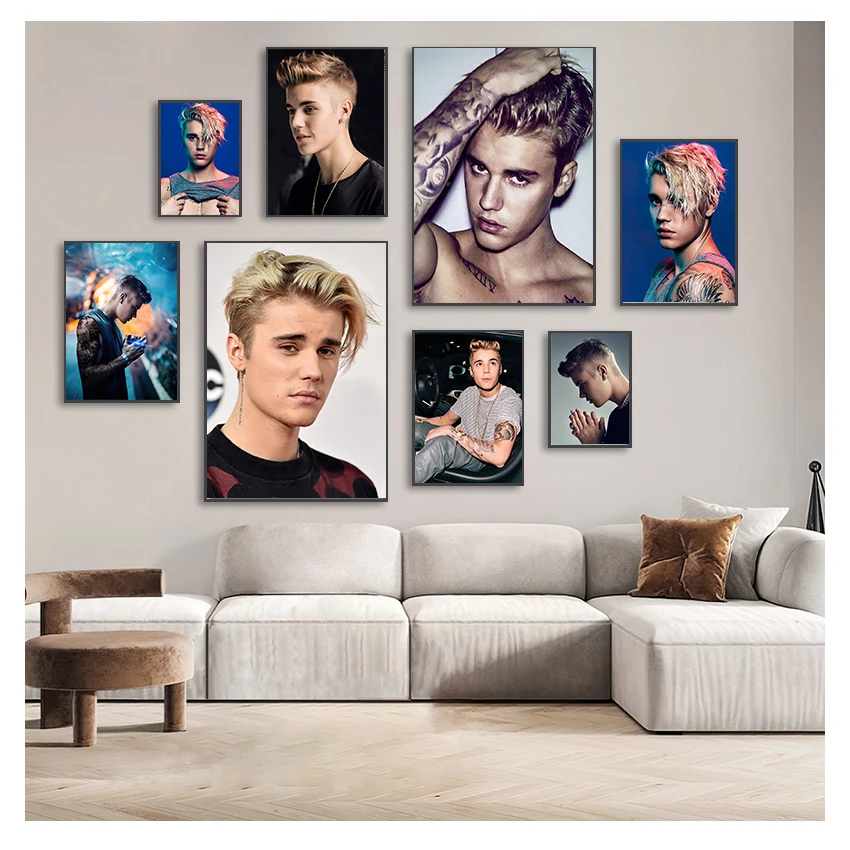 

Плакат певица музыкальные плакаты печать на стене искусство на холсте Бар Кафе Гостиная Декор подарок Джастин плакат с БИБЕРОМ холст на зак...