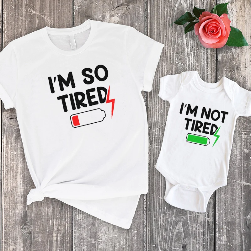 

Matching I'm So Tired Mother Son Shirt I'm Not Tired Shirt 2020 Father's Day Tee Family Matching Fashion Letter Cotton Top