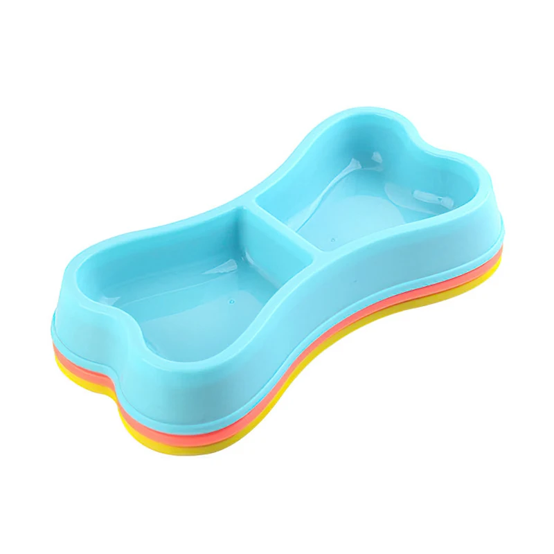 

Pet Dog Bowls Bone Shaped Cat Feeding Food Bowls Water Drinking Blue Pink Yellow Dish Feeder Cat Puppy Pet Feeding Supplies