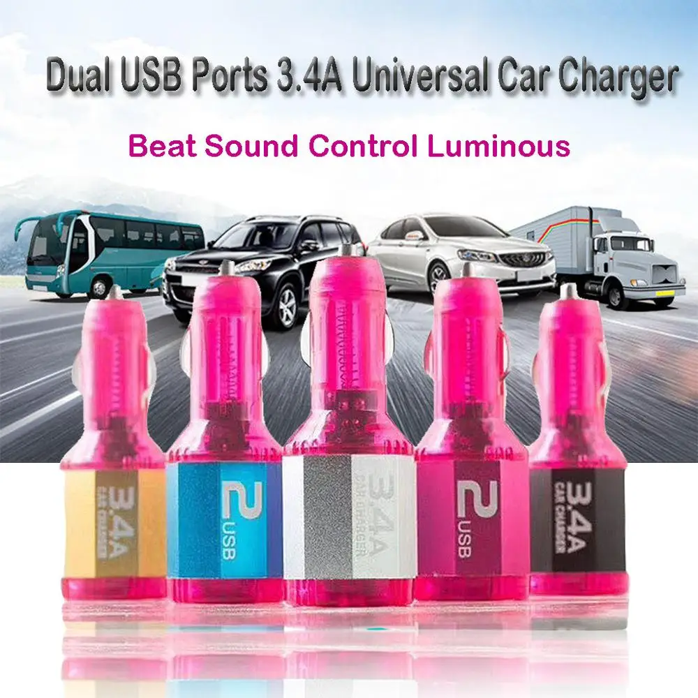 Mini Dual USB 12 В Автомобильное зарядное устройство с двумя портами 3 4 А быстрая