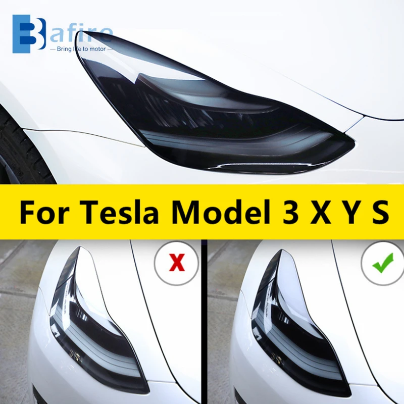

BAFIRE High QualityTesla Series Car Headlight Tint Black Protective Film Transparent TPU Sticker Protection Self Healing Sticker