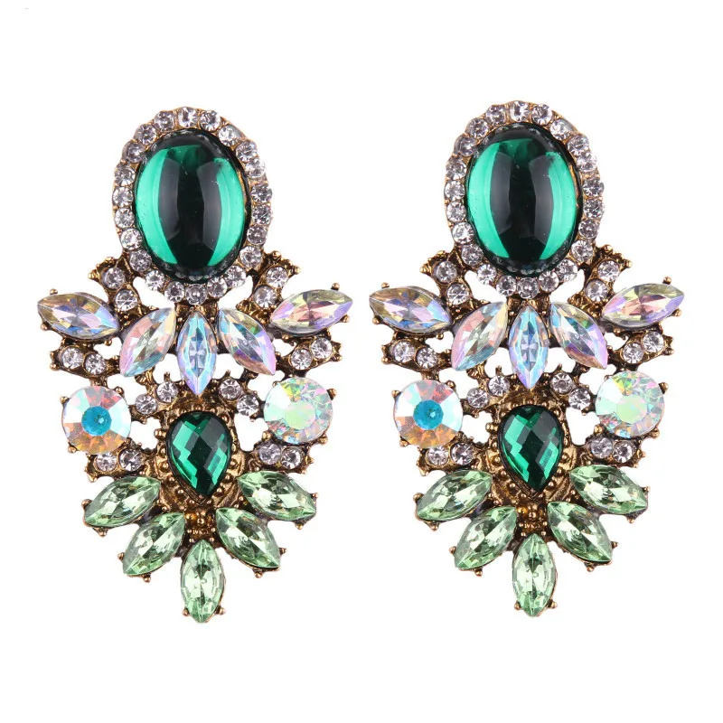 Роскошные женские серьги Girlgo Boho с разноцветными камнями,, праздничные подарки, трендовые геометрические серьги-капли, ювелирное изделие - Окраска металла: Green 2