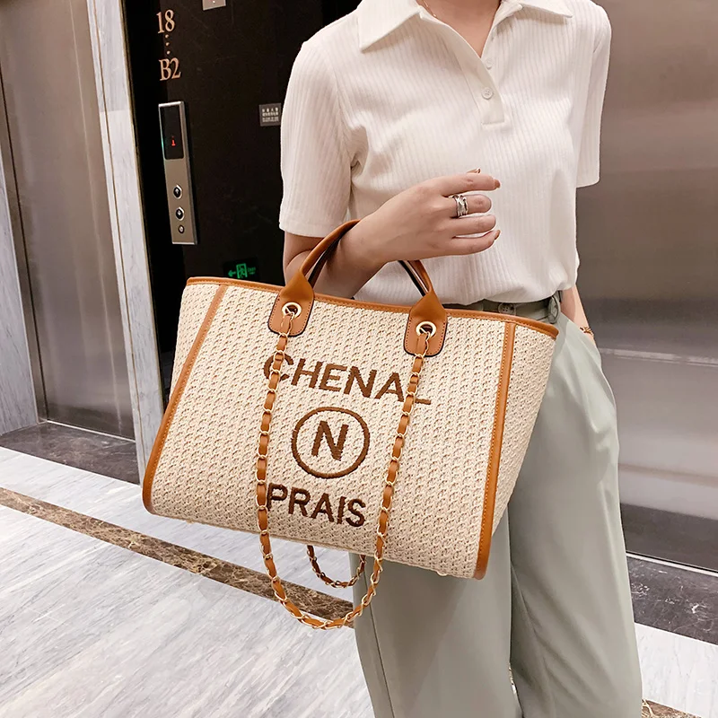 Женские пляжные плетеные сумки холщовые тоуты универсальные на плечо для женщин