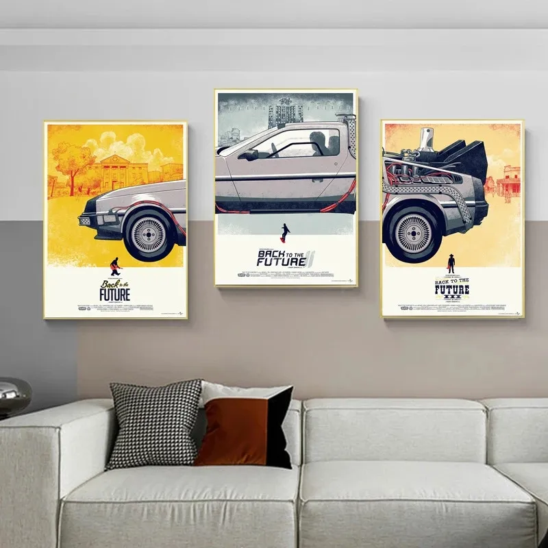 

Back To The Future Car Canvas Poster Print Art Paintings Aesthetic Classic Movie Poster Pictures For Home Design Decor Boy Gift