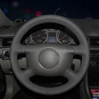 Черная кожаная мужская прошитая вручную чехол рулевого колеса автомобиля для Audi A6 2000 2001 2002 2003 2004 Audi A3 2000 2001 2002 2003 A4 B6 2002