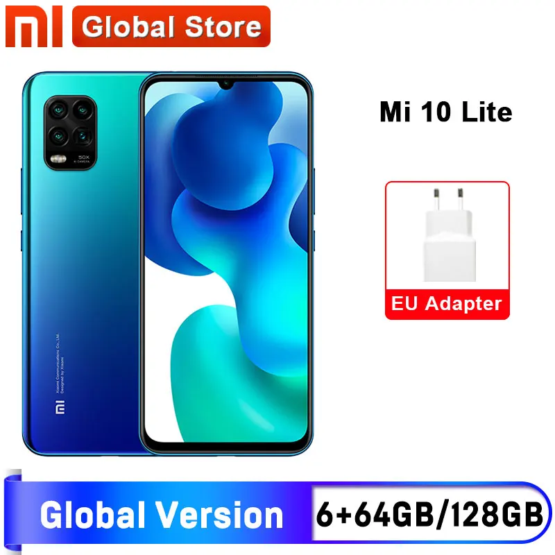 Глобальная версия Xiaomi Mi 10 Lite 5G 6 ГБ 64 Гб/6 128 Гб мобильный телефон Восьмиядерный