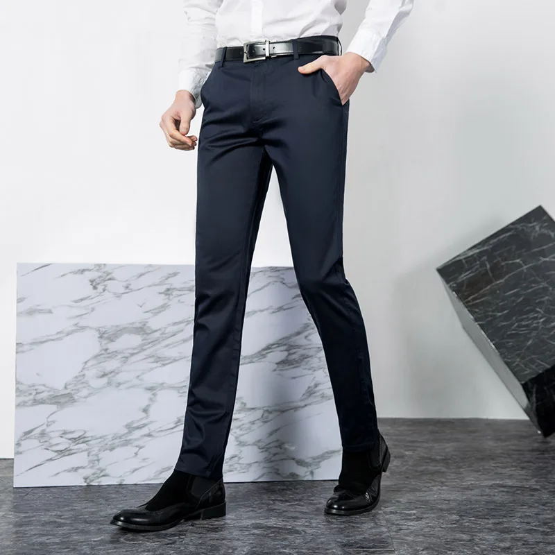 Брюки мужские повседневные деловые модные облегающие Стрейчевые штаны длинные