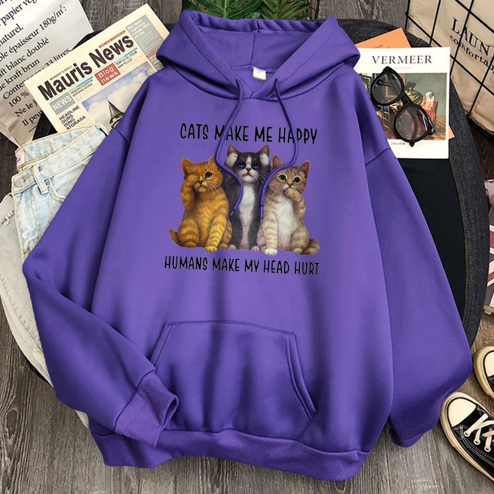 

Cute Cartoon Cat Print Hoodies Man Casual Loose Fleece Hooded Clothes Mens Fashion Cartoons Hoody Top Punk Hip Hop Sweatshirts