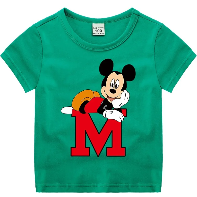 Милая футболка с Микки для мальчиков и девочек одежда Маусом маленьких хлопковые