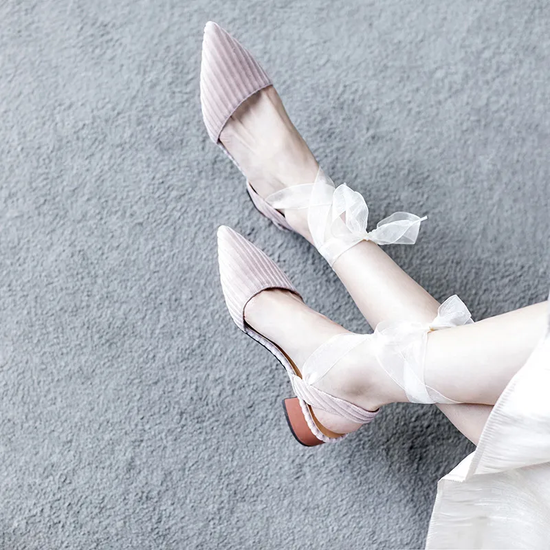 Женские босоножки из флока FEDONAS весенне-летние элегантные на шнуровке с бантом и