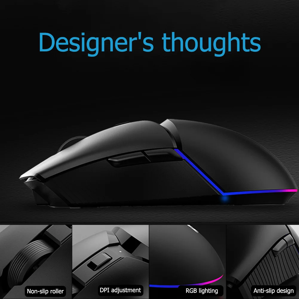 

Ajazz i309Pro Dual Mode Gaming Mouse Rechargable 2.4G Wireless Mouse 16000DPI Lightweight PAW3338 8 Buttons RGB Light Adjusting