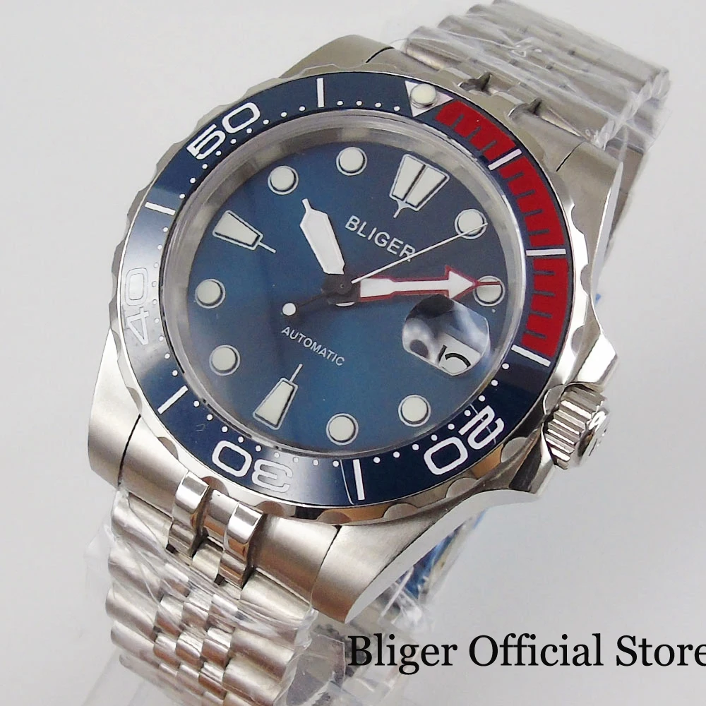 New Arrival Blue Fashional Mechanical Men Watch Sapphire Glass Steel Band MIYOTA Movement