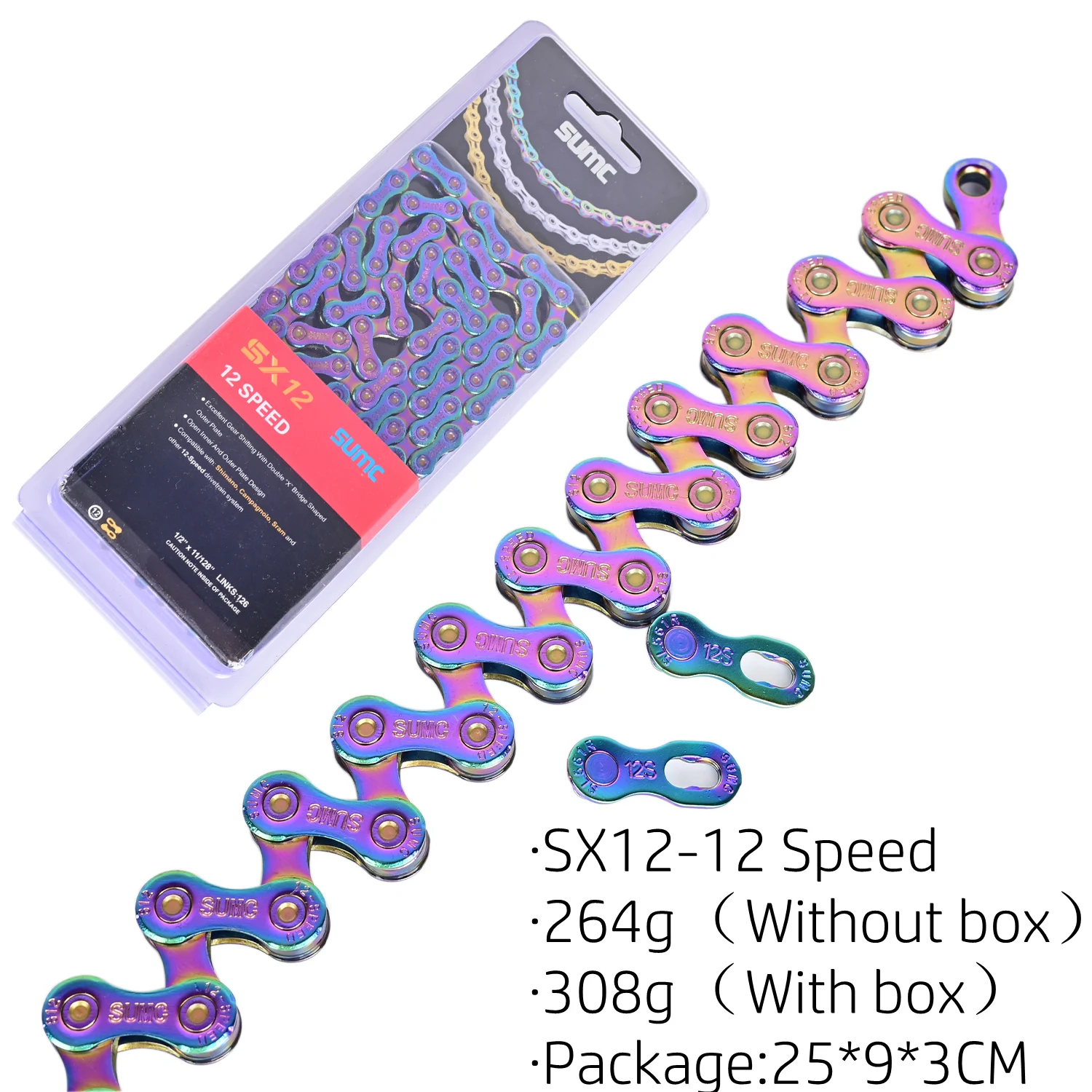 SUMC Chain SX11 SX12 SX11EL SX12EL for M7000 M8000 11S 12S MTB Chain Road Bike 116L 126L Chain Titanium Colorful MissingLink