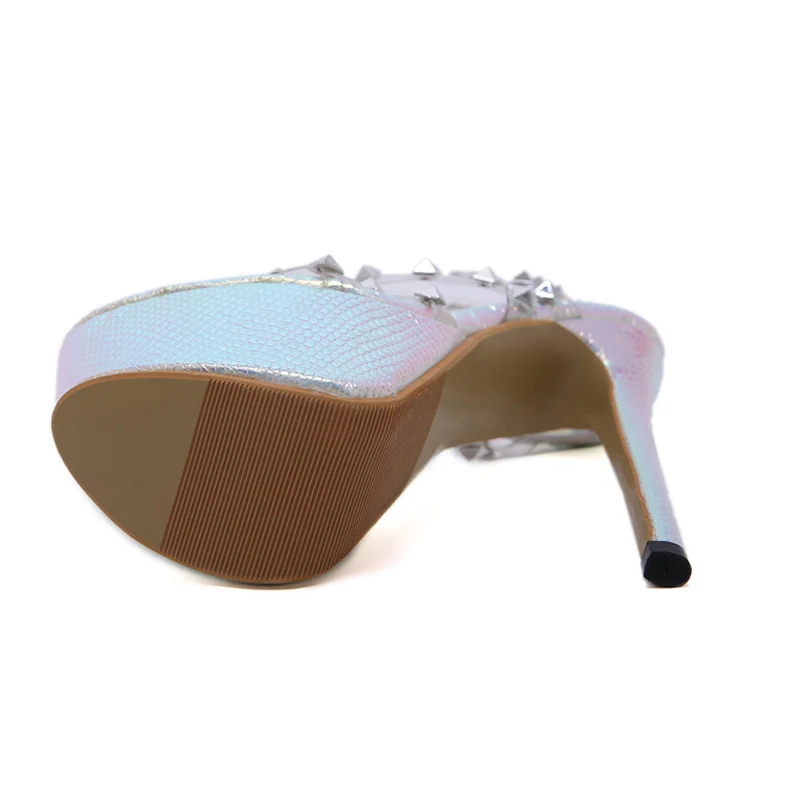 Пикантные прозрачные блестящие туфли на высоком каблуке с ремешком щиколотке