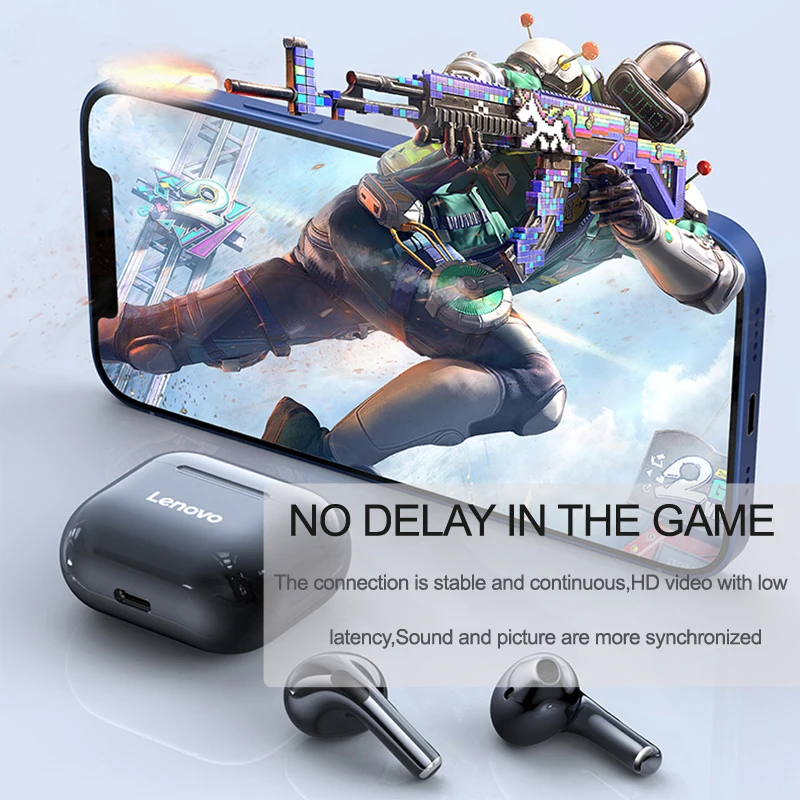 

NEW Original Lenovo LP40 TWS Wireless Earphone Bluetooth 5.0 Dual Stereo Noise Reduction Bass Touch Control Long Standby 300mAH