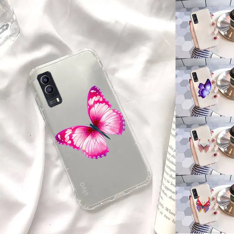 

Beauty Butterfly Phone Case Transparent For VIVO X 60 50 30 27 23 21 20 9 pro plus S i + Soft TPU Clear Mobile bags