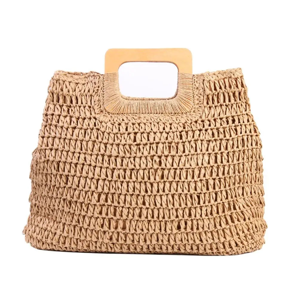 Винтажная богемная вместительная Плетеная соломенная женская сумка ручной
