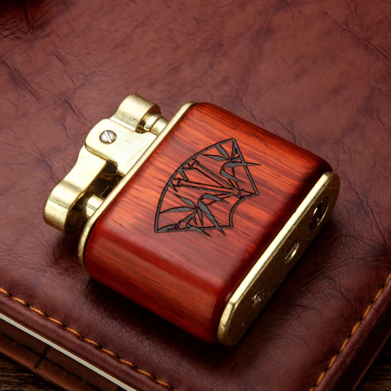 

Sandalwood Retro Kerosene Lighter Gadgets For Men Nostalgic Old-fashioned Personality Lighter Men's Gift Dropship Suppliers