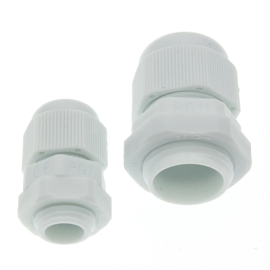 10pcs IP68 PG7 PG9 PG11 for 3-6.5mm-10mm Wire Cable CE White Waterproof Nylon Plastic Gland Connector | Электронные компоненты