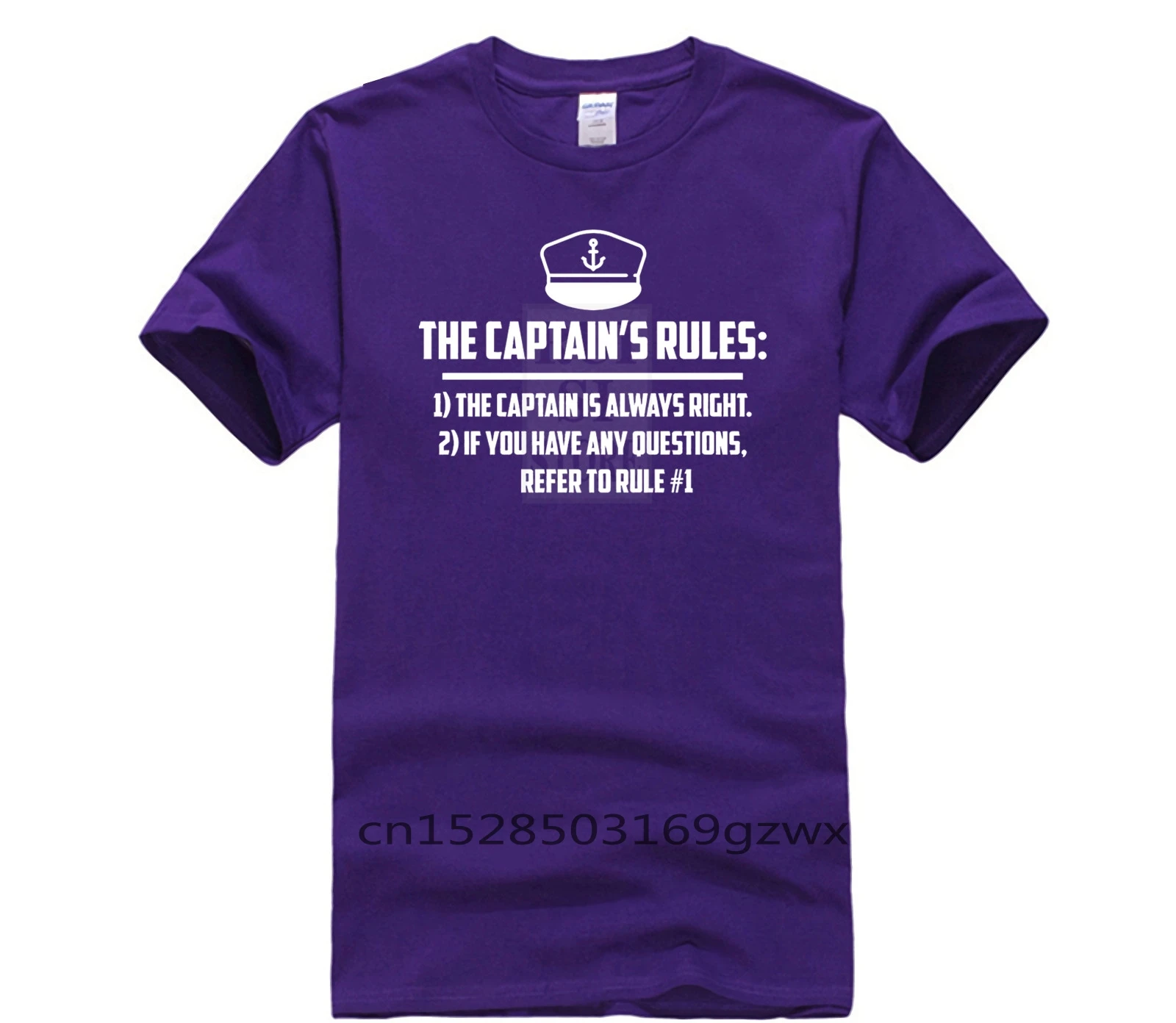 

Top Men's T shirt CAPTAIN RULES Funny Boat Skipper sail Gift Boat Yacht New Unisex Funny New Summer Men's Casual Print T Shirt